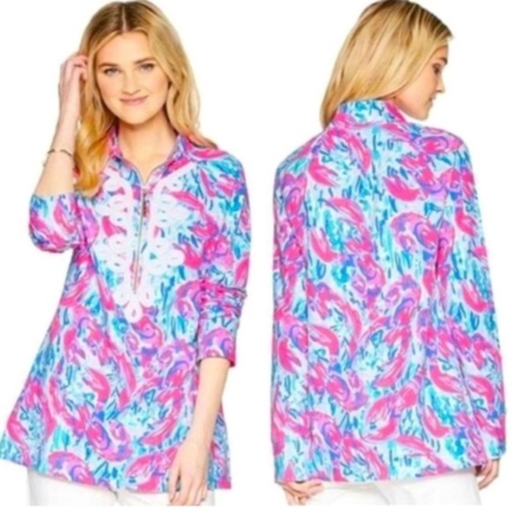 Lilly Pulitzer Skipper Popover Cosmic Coral Cracked UpTop Size Medium